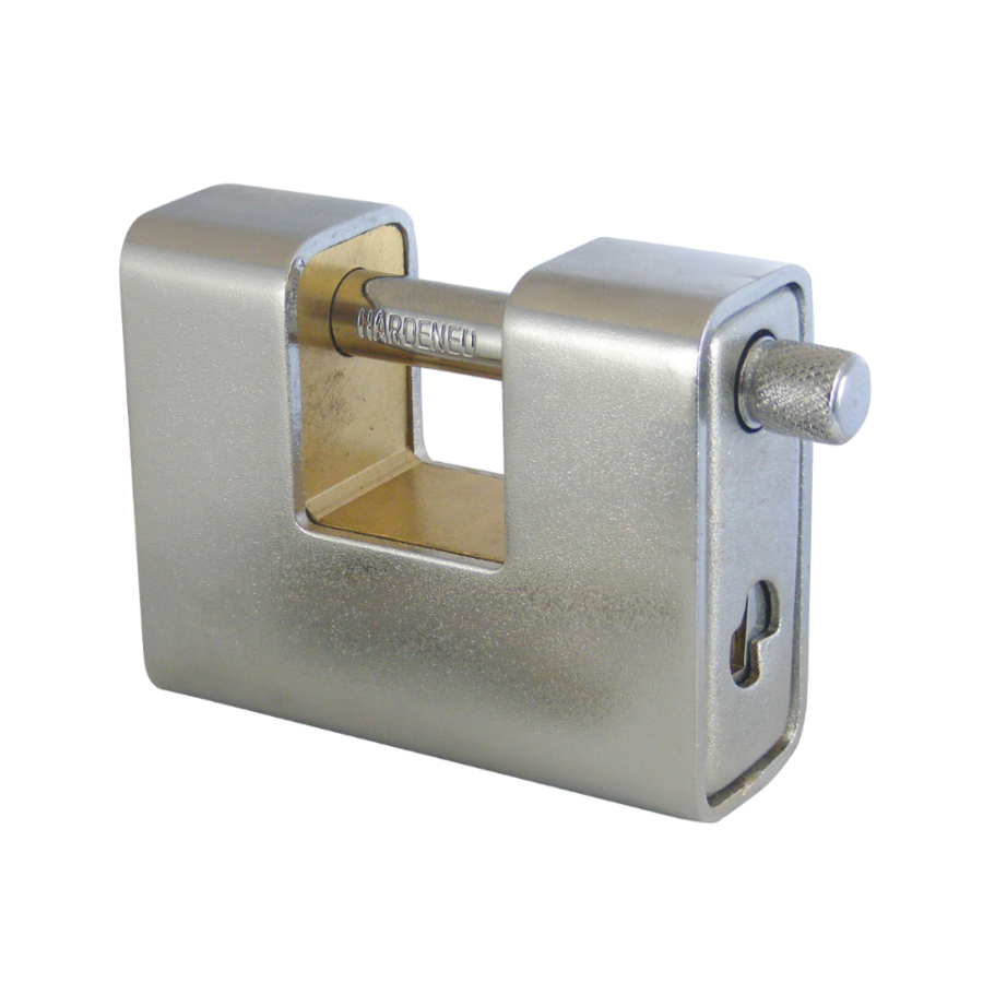 Front view of the ASEC closed shackle combination padlock with high-security protected shackle design.