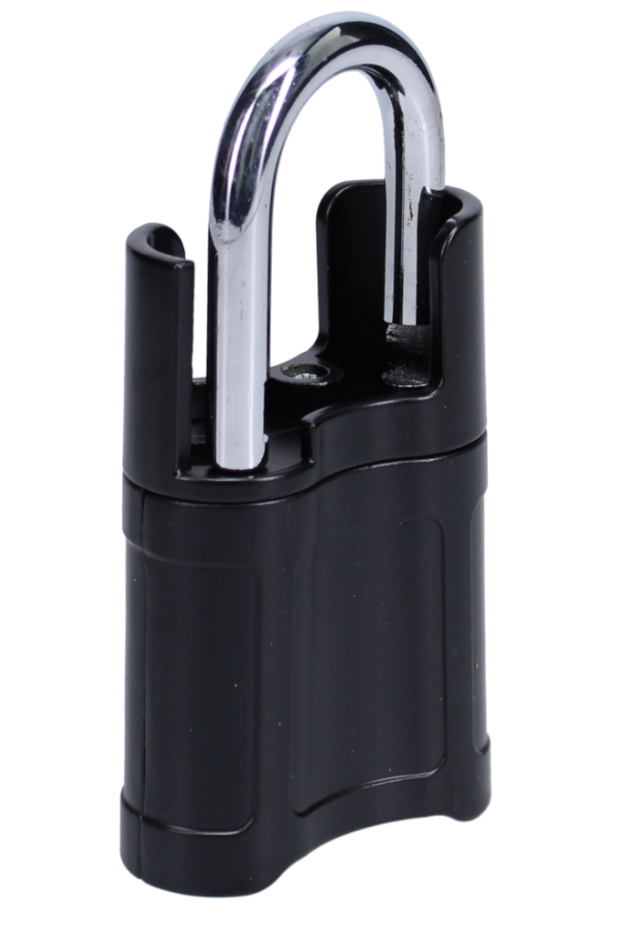 Side profile of ASEC Closed Shackle Combination Padlock highlighting the closed shackle design for enhanced security.