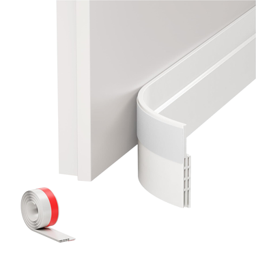 door draught excluder installed on a white door