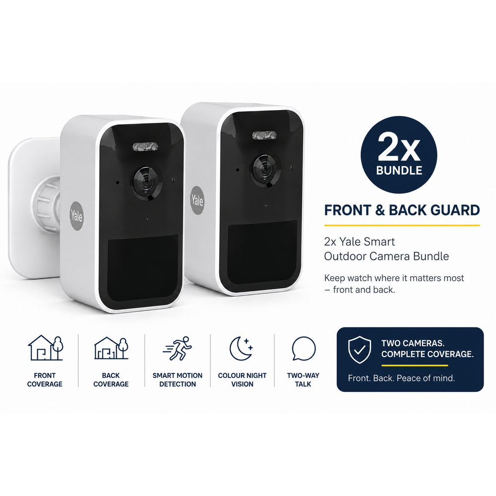 Front & Back Guard – 2x Yale Smart Outdoor Camera Bundle