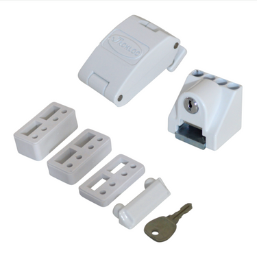Jackloc Titan robust folding window restrictor in white