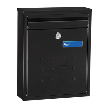 Modern outdoor post box in black for secure mail storage