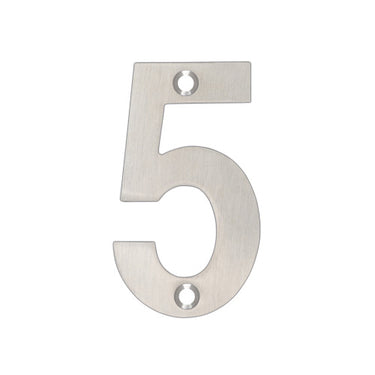 ZOO stainless steel house number 5 for exterior door or wall mounting