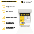 Retail packaging of Home Secure Sliding Restrictor Lock for uPVC window displayed with key product benefits: high quality, child and pet safe, enhanced home security, strong self-adhesive tape, and screws for alternative fixing
