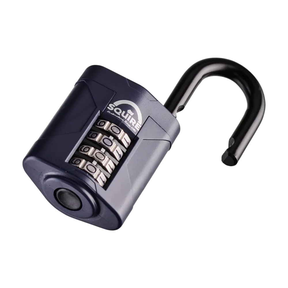 Squire CP50 50mm combination padlock with 4-wheel resettable code lock and hardened steel shackle