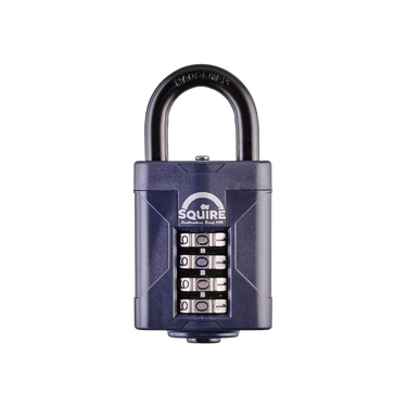 Front view of the Squire CP50 50mm high-security recodable combination padlock with resettable code wheels.