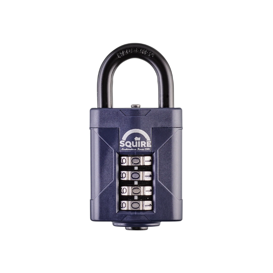 Front view of the Squire CP50 50mm high-security recodable combination padlock with resettable code wheels.