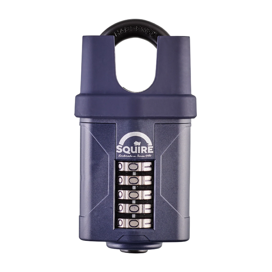 Front view of the Squire CP60 60mm high-security recodable combination padlock with resettable code wheels.