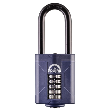 Front view of the Squire CP60 60mm high-security recodable combination padlock with resettable code wheels.