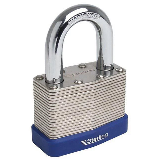 Sterling padlock with a blue base on a white background