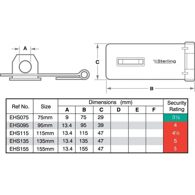 Sterling Hasp & Staple 75mm