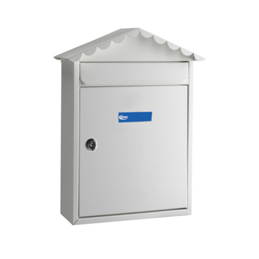 Traditional outdoor post box in white for secure home mail