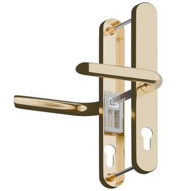 EVO sprung lever lever uPVC door handle in polished brass