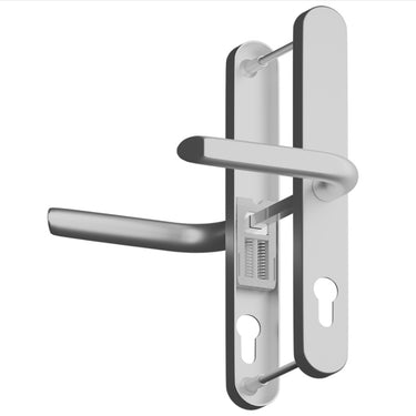 Silver lever lever uPVC door handle with 215mm fixing centres