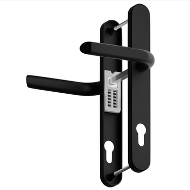 Black lever lever uPVC door handle with 210mm fixing centres