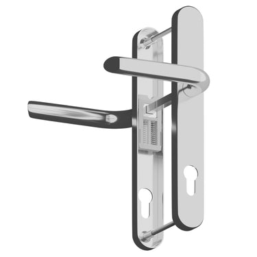 Polished chrome lever lever uPVC door handle with 210mm fixing centres