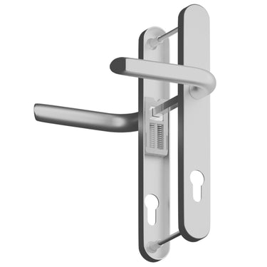 Silver lever lever uPVC door handle with 215mm fixing centres