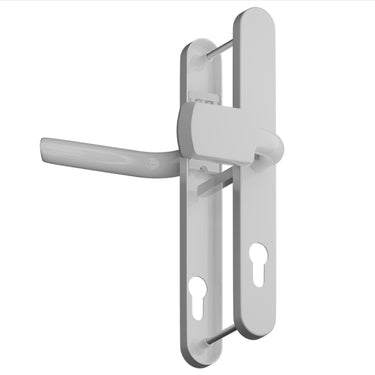 White lever pad uPVC door handle with 212mm fixing centres