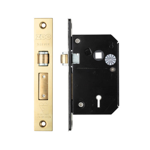 ZOO British Standard 5 Lever Roller Sash Lock 67mm (PVD Brass Finish)
