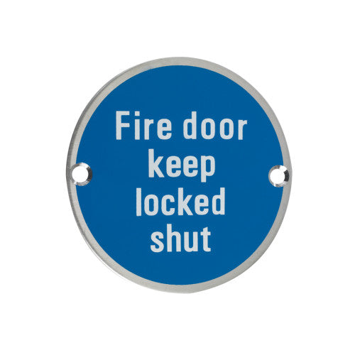 ZOO Fire Door Keep Locked Shut Sign 76mm