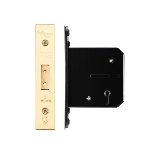 ZOO 5L Sash Lock - 64mm & 76mm with Forend & Strike (Brass Finish)
