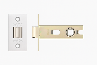 Door handle and lock mechanism with 'Zoo' branding on a white background
