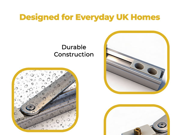 Suitable for DIY installation with no specialist tools: position the restrictor in the eurogroove and secure with the supplied screws, adjust the friction pad as required, then test smooth door operation.