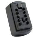 A black ASEC small key safe with a combination lock, suitable for indoor and outdoor use, wall mounted and includes fixings.
