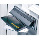 A silver-colored letterbox with contoured edges, partially opened, showing the brand name 'Avocet' on the flap.