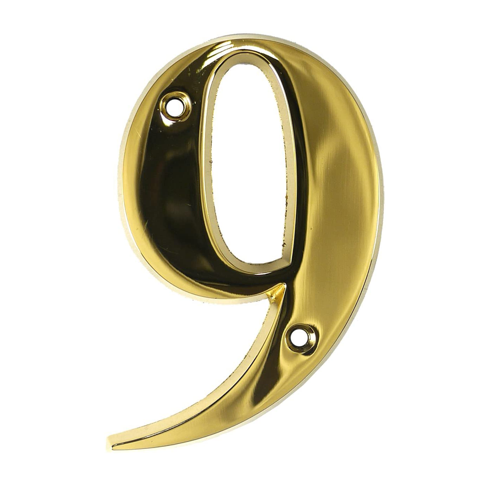 Gold number 9 house door numeral