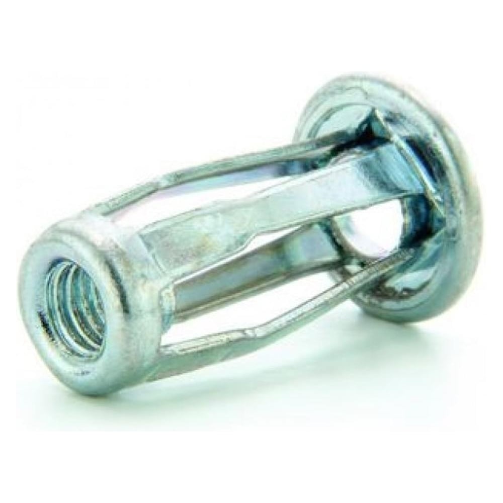 A silver-colored jack nut screw anchor designed for use in hollow uPVC frames, with visible threads and a split design for installation.