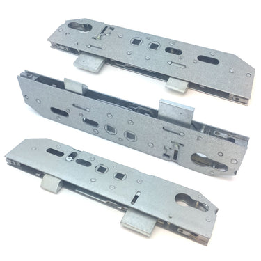 Mila uPVC door lock centre case gearbox with twin spindle design and multiple latch openings for enhanced security.