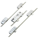 Multi-point door locking mechanism with central euro profile lock case and multiple hook bolts along the metal strip. The system includes several locking points for enhanced door security, typically used on uPVC or composite doors