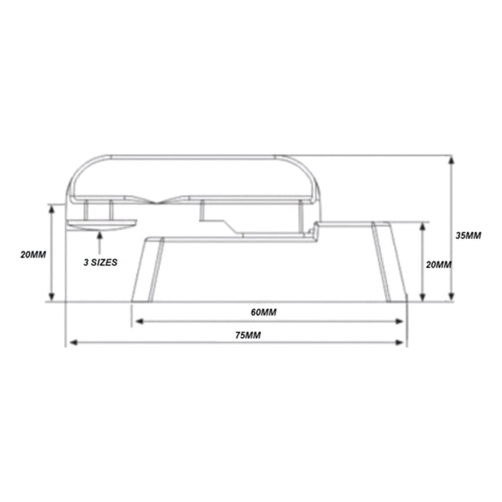 Technical side view drawing of sash jammer extra security lock for uPVC windows and doors with detailed dimensions in millimeters.