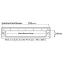 Letterplate cavity dimensions: 288mm wide, 29mm high, 280mm between fixing holes.