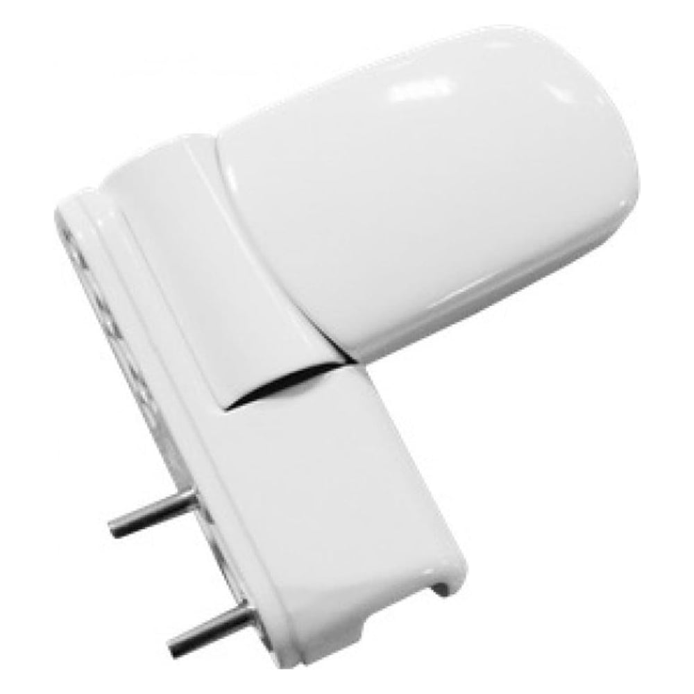 A white UPVC 3D door flag hinge suitable for a wide range of profile upstands.