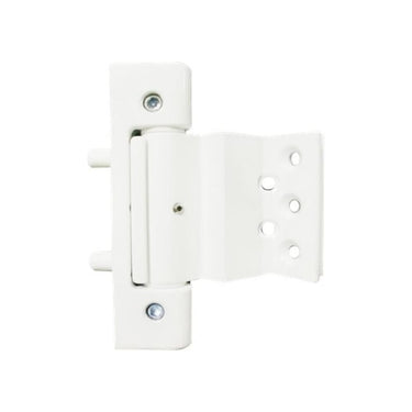 A white UPVC rebated butt door hinge.