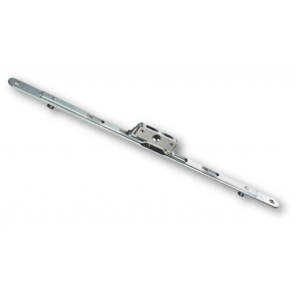 A silver-colored metal window lock mechanism designed for use in UPVC window frames.