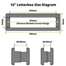 Diagram of a 12-inch letterbox with full measurements