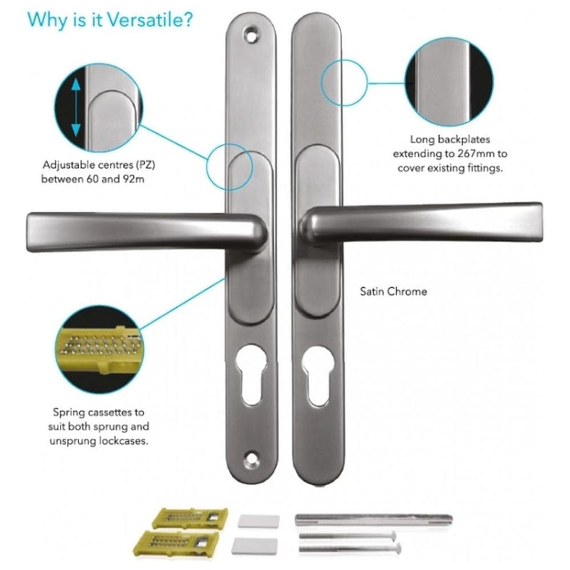 VERSA Universal uPVC Door Handles. Adjustable PZ - PVD Gold