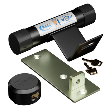 ASEC garage door defender with black security padlock