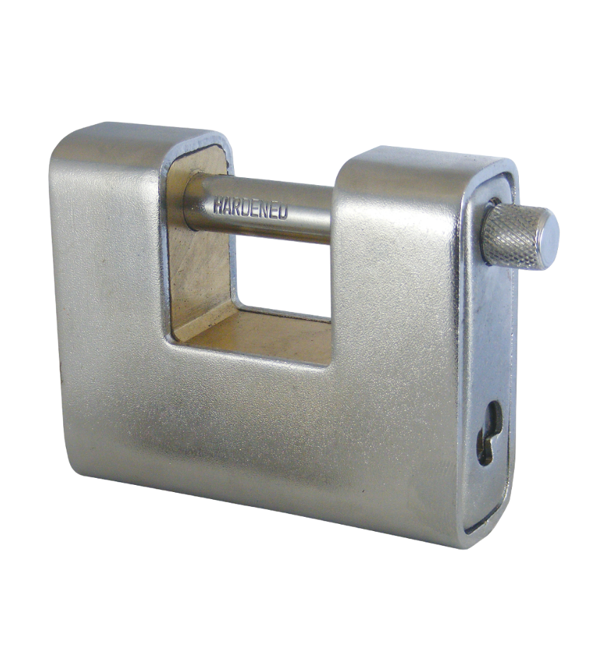 Front view of ASEC Closed Shackle Combination Padlock with solid metal body for enhanced security applications.