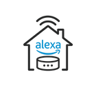 Amazon Alexa logo with a house and router icon on a white background