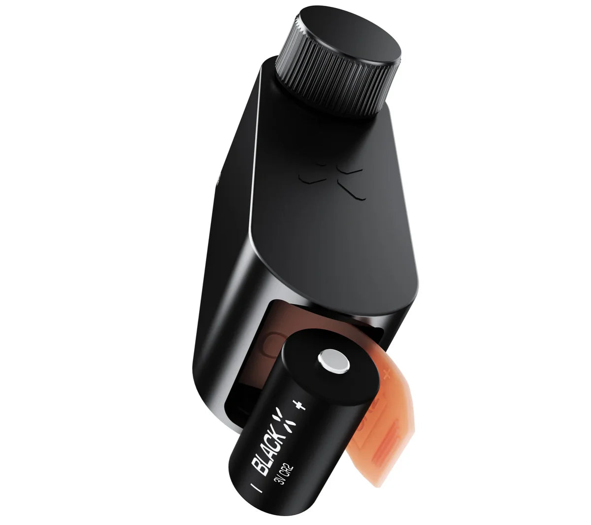 Black ink bottle with cap on a white background