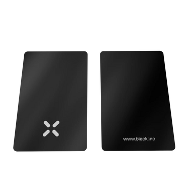 Two black mouse pads with a logo and website text on a white background