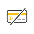 Icon of a bank card with a yellow stripe and minus sign, indicating a denied transaction.