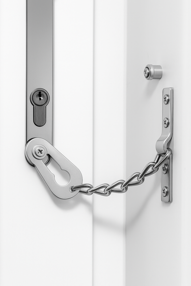 door chain for upvc doors installed into screw at bottom of back plate