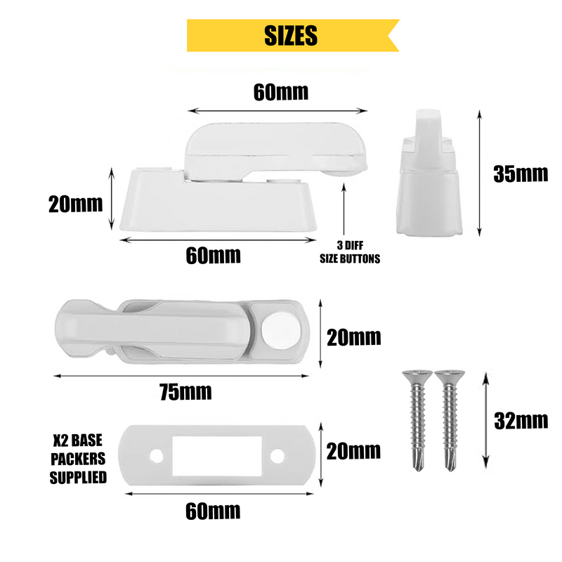 Sash Jammers - Extra Security Locks for uPVC Window & Doors - White