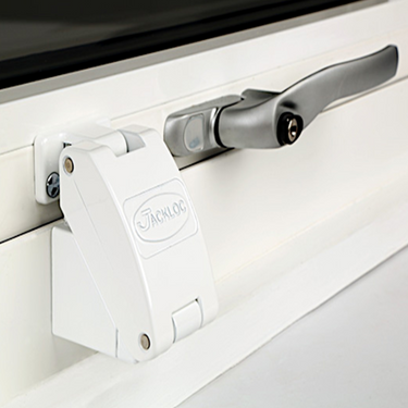 Jackloc Titan robust folding window restrictor fitted to a window