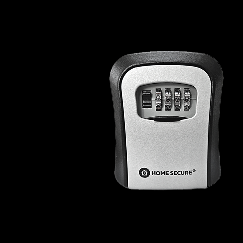 Outdoor Key safe with a combination lock on a black background